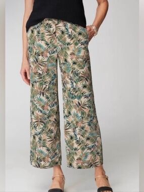 J. Jill Wearever Collection Palms Wide Leg Crop Pull On Pants Size 2X